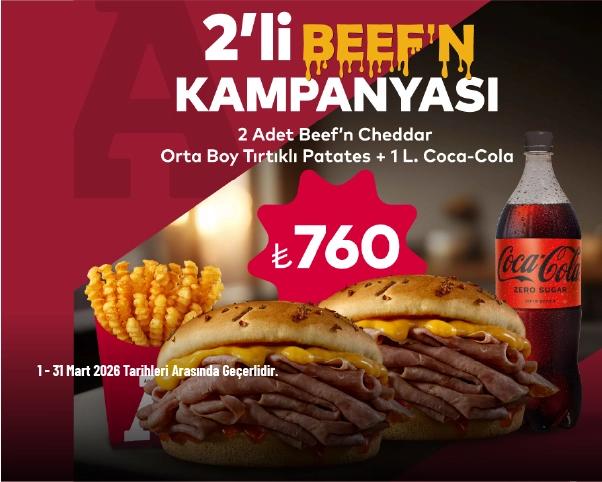 Arby's Kampanyası - 2’li Beef’n Kampanyası 760 TL'den Başlayan Fiyatlarla