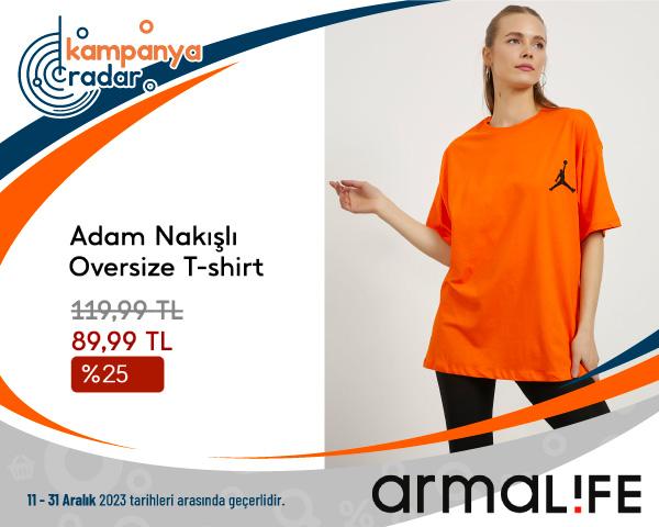 Armalife Adam Nakışlı Oversize T-shirt İndirimi