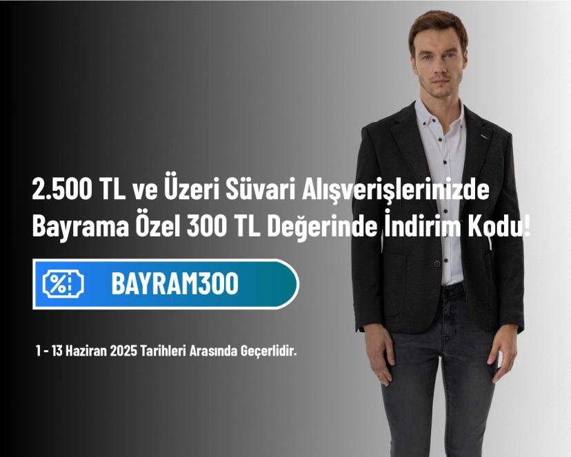 Süvari Kupon Kodu - 2.500 TL ve Üzeri Süvari Alışverişlerinizde Bayrama Özel 300 TL Değerinde İndirim Kodu!
