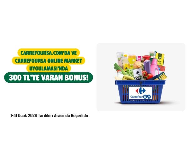 CarrefourSA Kampanyası - GarantiPay’e Özel 3.000 TL ve Üzeri Alışverişinize 300 TL Bonus
