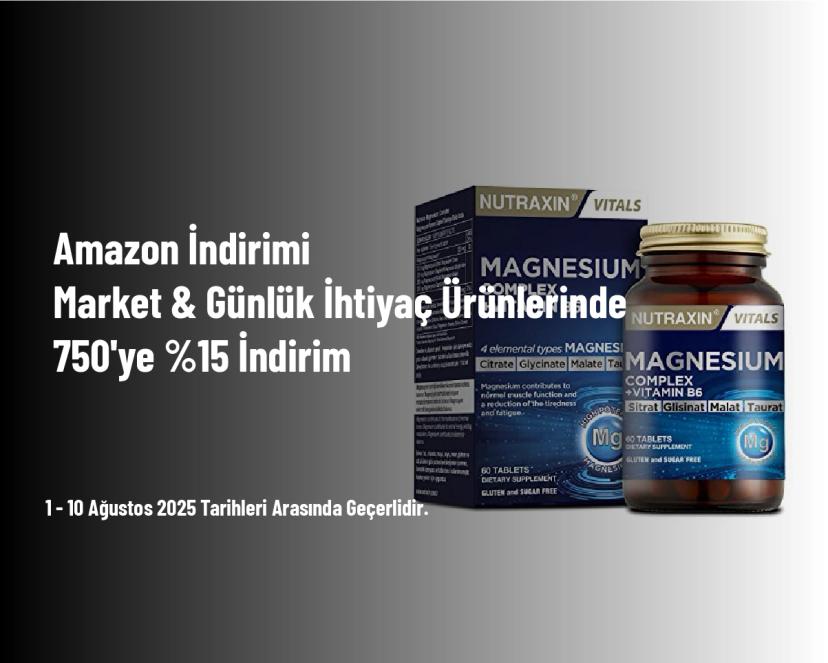 Amazon İndirimi - Market & Günlük İhtiyaç Ürünlerinde 750'ye %15 İndirim