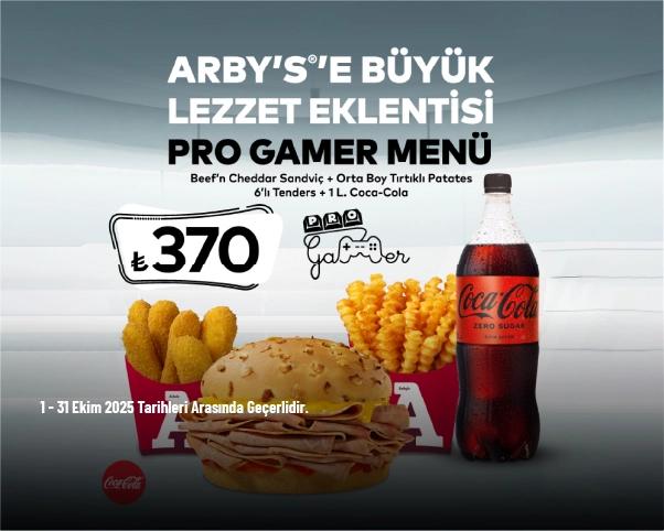 Arby's Kampanyası - Beef’n Cheddar + Orta Boy Tırtıklı Patates + 6’lı Tenders + 1 L. Coca – Cola Sadece 370 TL'den Başlayan Fiyatlarla