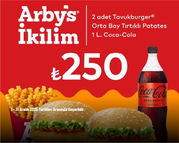 Arby’s Kampanyası - Arby's İkilim Menü Sadece 250 TL