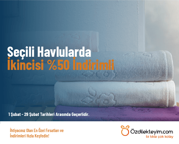 Seçili Havlularda İkincisi %50 İndirimli
