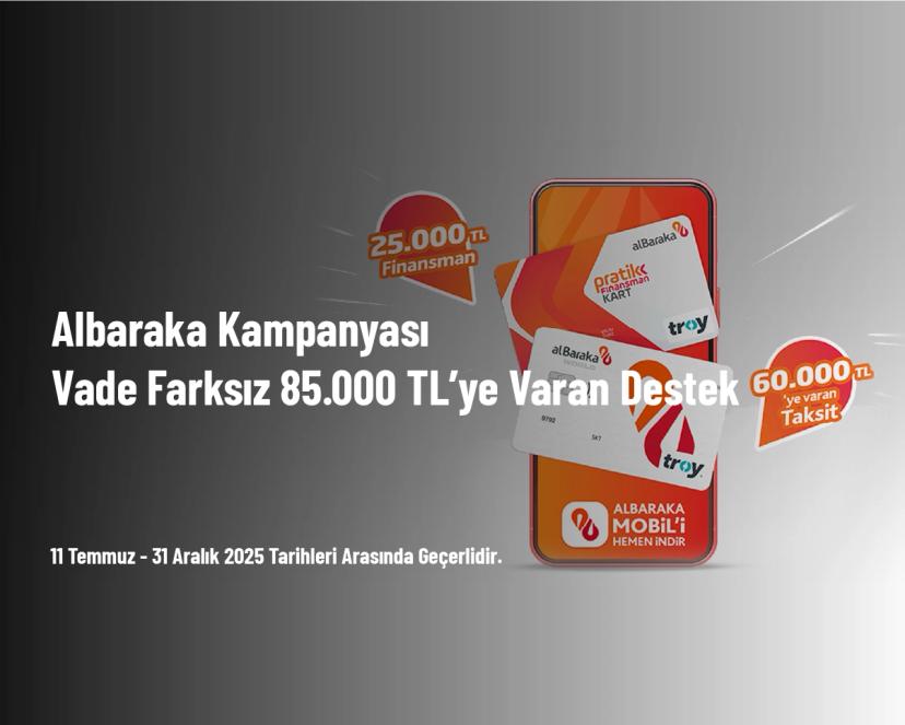 Albaraka Kampanyası - Vade Farksız 85.000 TL’ye Varan Destek