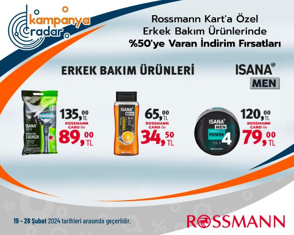 Rossmann Kart'a Özel Erkek Bakım Ürünlerinde %50'ye Varan İndirim Fırsatları