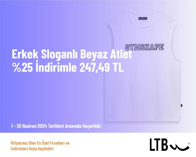LTB İndirim - Erkek Sloganlı Beyaz Atlet %25 İndirimle 247,49 TL