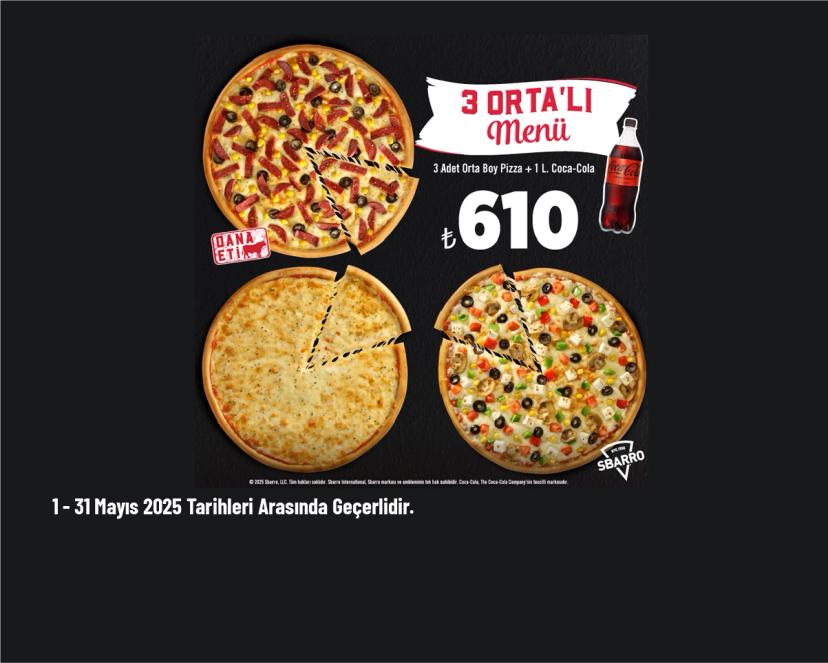 Sbarro Kampanyası - 3 Orta’lı Menü Fırsatı