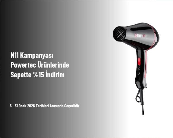 N11 Kampanyası - Powertec Ürünlerinde Sepette %15 İndirim