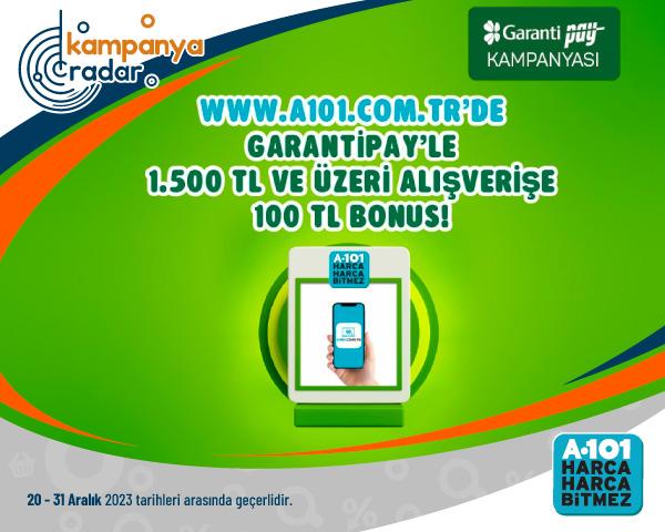 A101 ilk 1.500 TL alışverişe 100 TL bonus