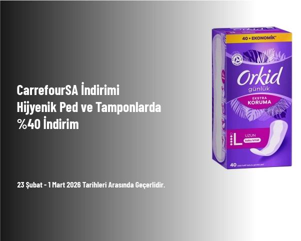 CarrefourSA İndirimi - Hijyenik Ped ve Tamponlarda %40 İndirim