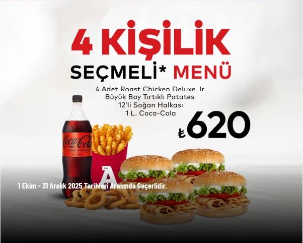 Arby’s Kampanyası - 4 Kişilik Seçmeli Menü 620 TL'den Başlayan Fiyatlarla!