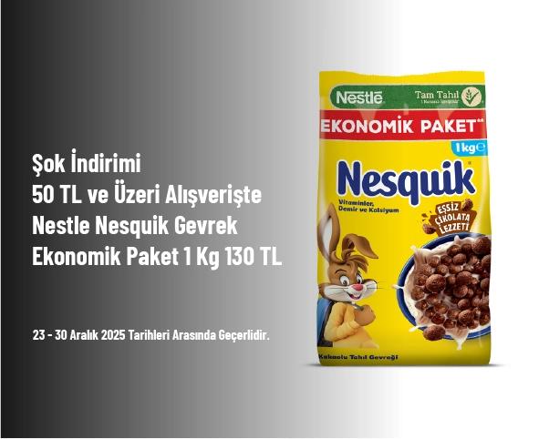 Şok İndirimi - 50 TL ve Üzeri Alışverişte Nestle Nesquik Gevrek Ekonomik Paket 1 Kg 130 TL