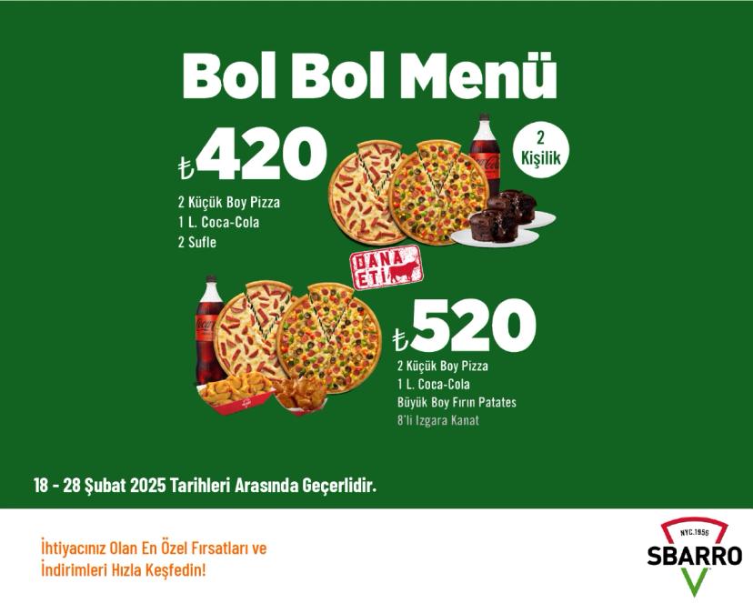 Sbarro Kampanyası - Sbarro'dan 2 Kişilik 20'li Kanat Kova Sadece 500 TL