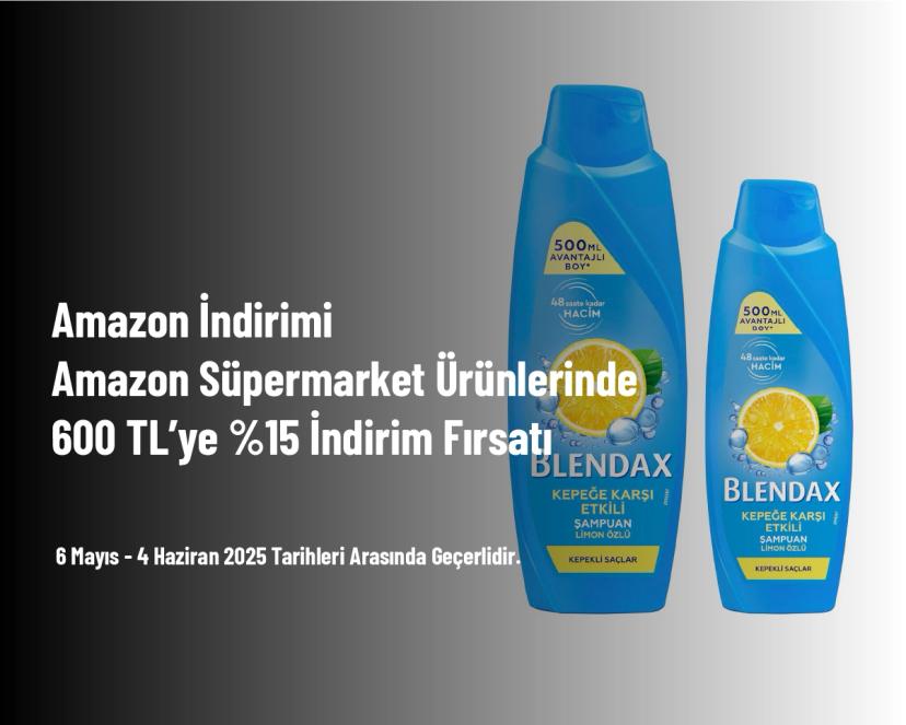 Amazon İndirimi - Amazon Süpermarket Ürünlerinde 600 TL’ye %15 İndirim Fırsatı