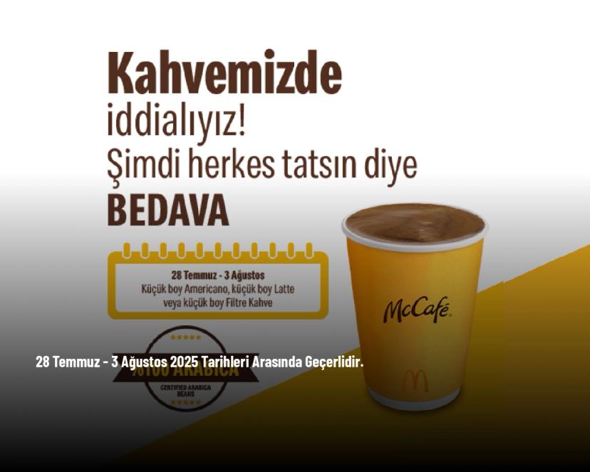 McDonald's Bedava Kahve Kampanyası - Küçük Boy Americano, Latte veya Filtre Kahve Bedava!