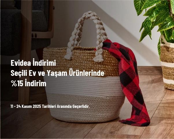 Evidea İndirimi - Seçili Ev ve Yaşam Ürünlerinde %15 İndirim