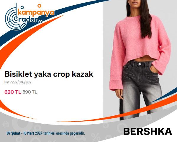 Bershka Bisiklet Yaka Crop Kazak