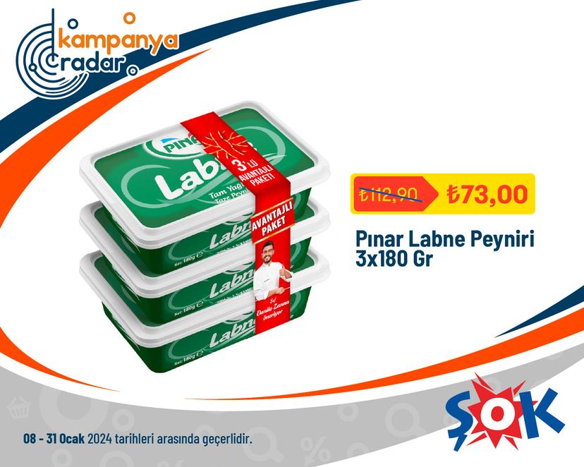 Şok Pınar Labne Peyniri 3x180 Gr