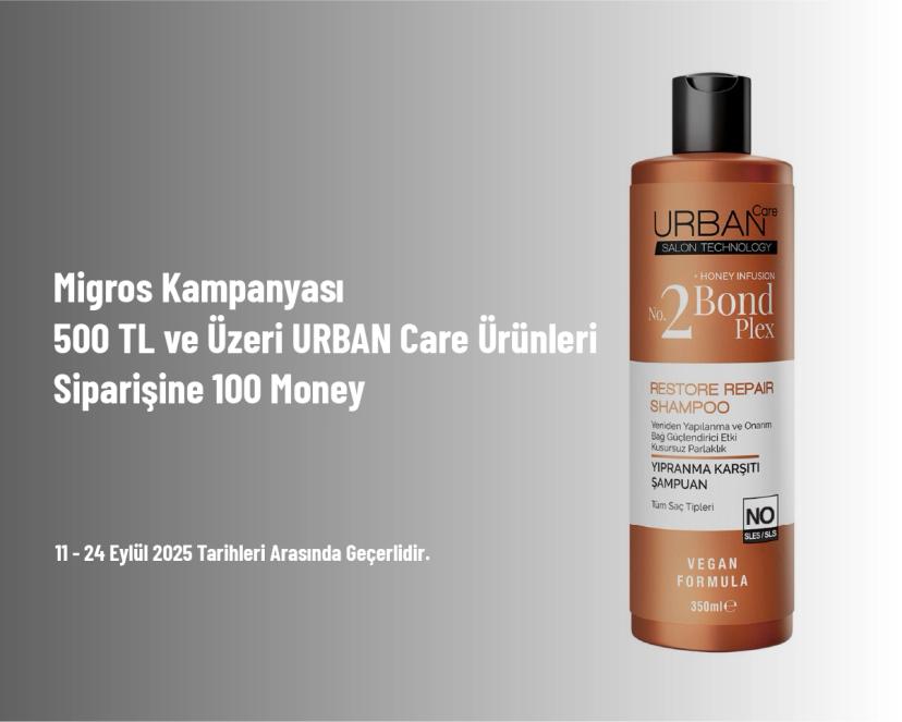 Migros Kampanyası - 500 TL ve Üzeri URBAN Care Ürünleri Siparişine 100 Money
