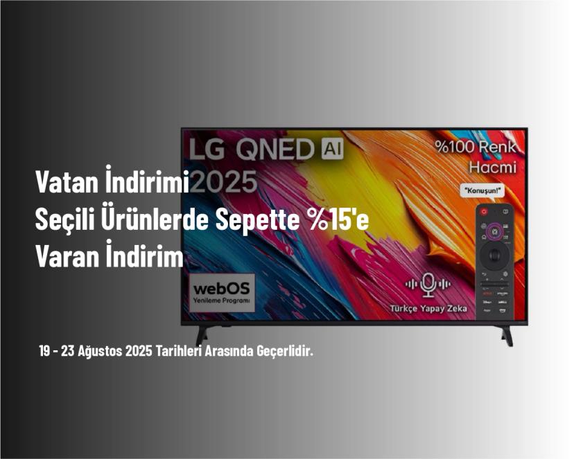 Vatan İndirimi - Seçili Ürünlerde Sepette %15'e Varan İndirim