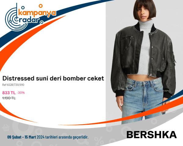  Bershka Distressed Suni Deri Bomber Ceket