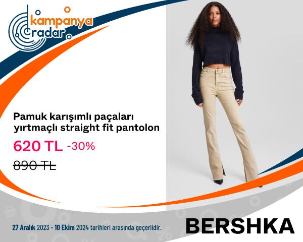 Pamuk Karışımlı Paçaları Yırtmaçlı Straight Fit Pantolon