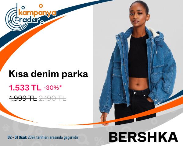 Bershka Kısa Denim Parka İndirimi
