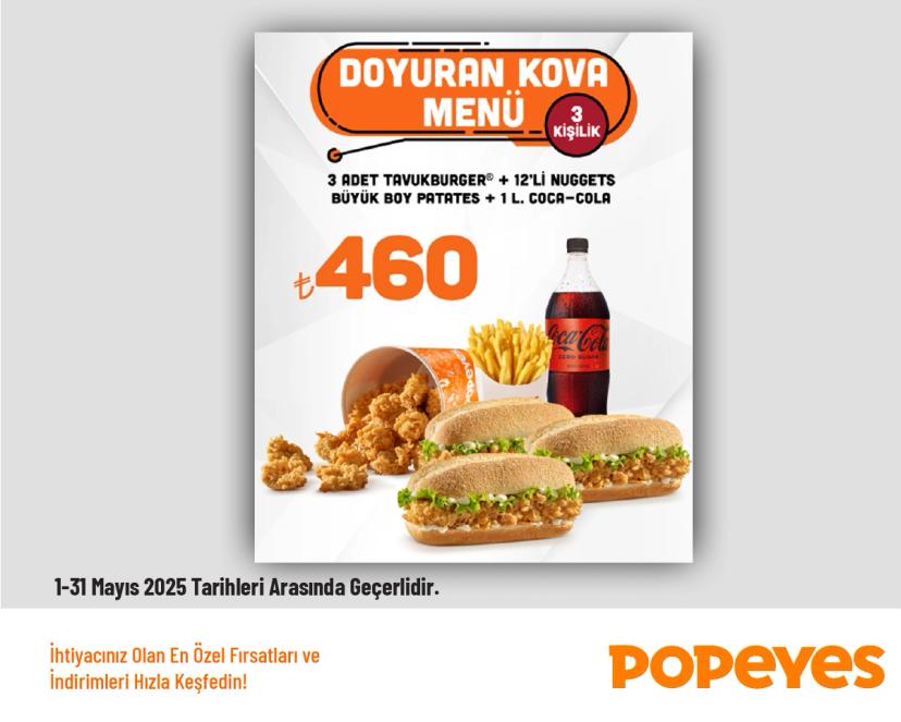 Popeyes Kampanyası - 3 Kişilik Doyuran Kova Menü Fırsatı