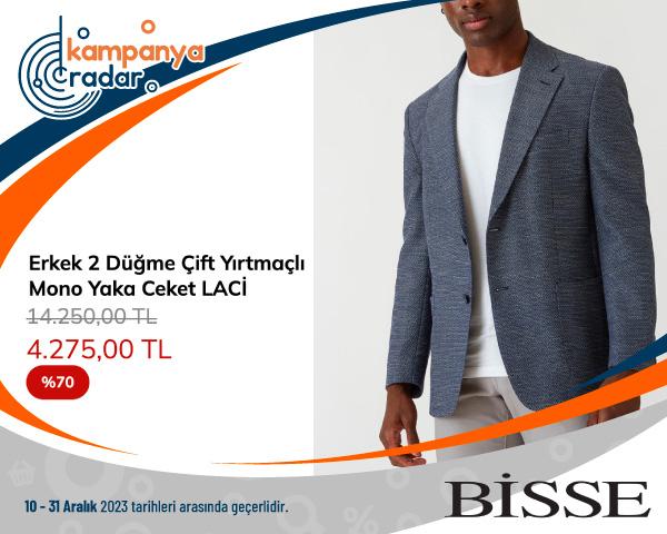 Bisse Erkek 2 Düğme Çift Yırtmaçlı Mono Yaka Ceket İndirimi