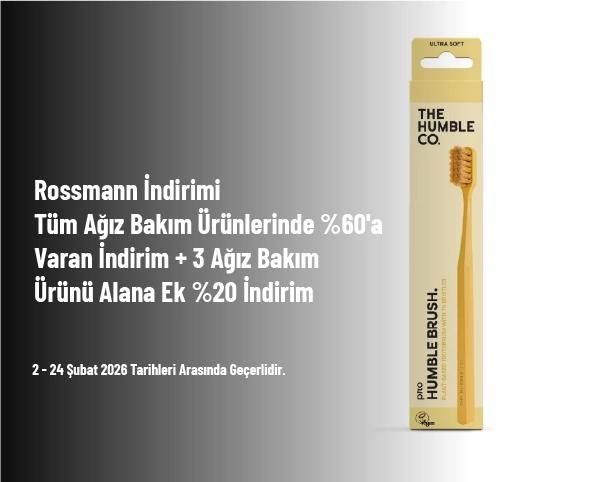 Rossmann İndirimi - Tüm Ağız Bakım Ürünlerinde %60'a Varan İndirim + 3 Ağız Bakım Ürünü Alana Ek %20 İndirim