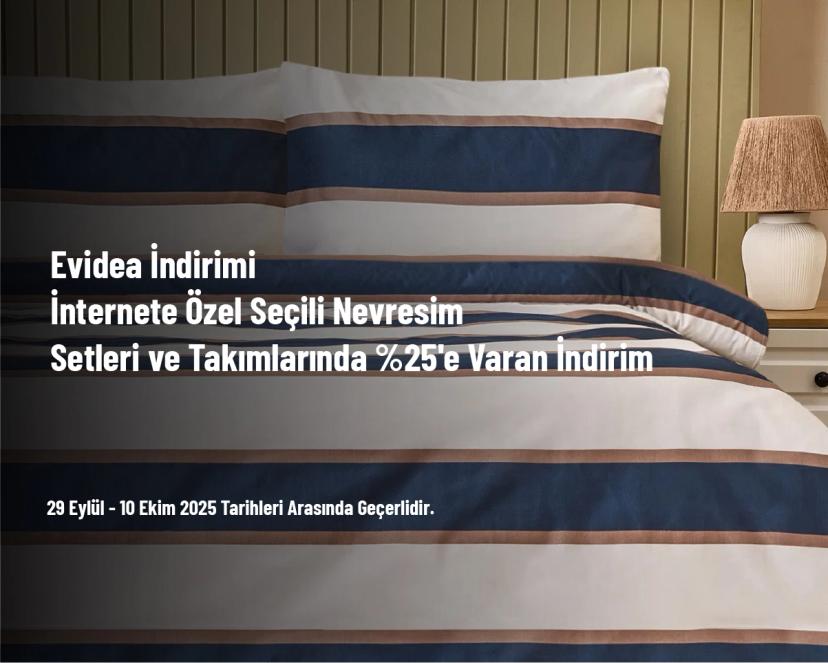 Evidea İndirimi - İnternete Özel Seçili Nevresim Setleri ve Takımlarında %25'e Varan İndirim