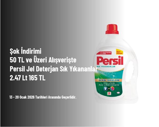 Şok İndirimi - 50 TL ve Üzeri Alışverişte Persil Jel Deterjan Sık Yıkananlar 2.47 Lt 165 TL