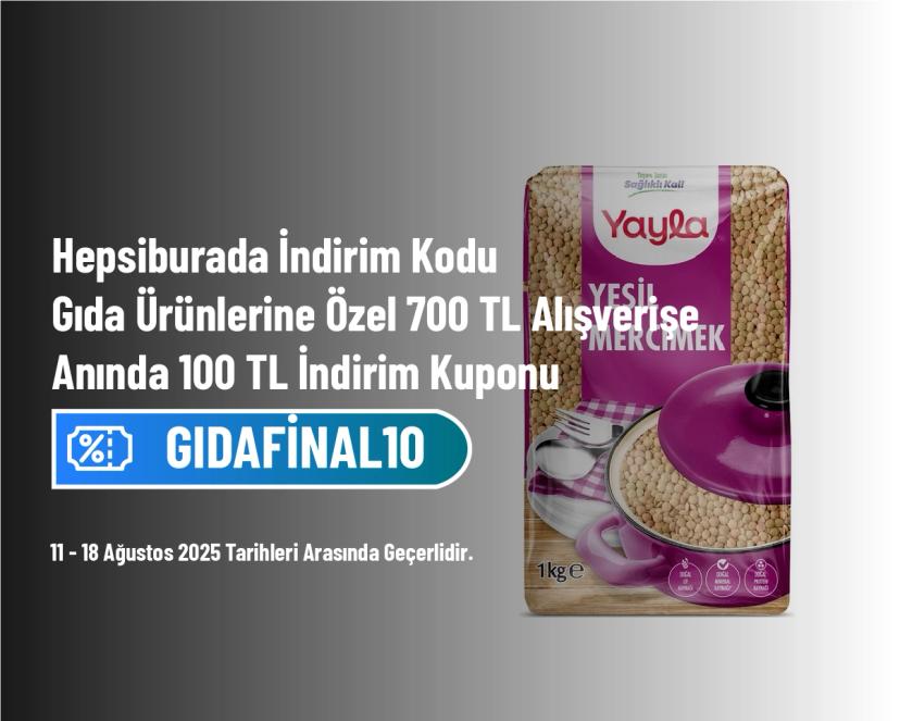 Hepsiburada İndirim Kodu - Gıda Ürünlerine Özel 700 TL Alışverişe Anında 100 TL İndirim Kuponu