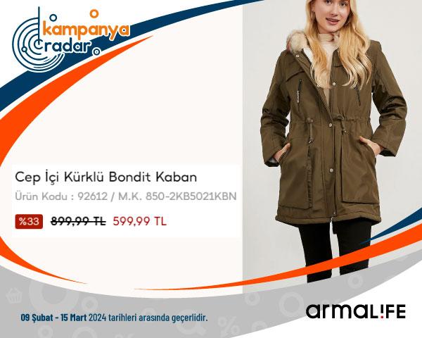 Arma Life Cep İ̇çi Kürklü Bondit Kaban
