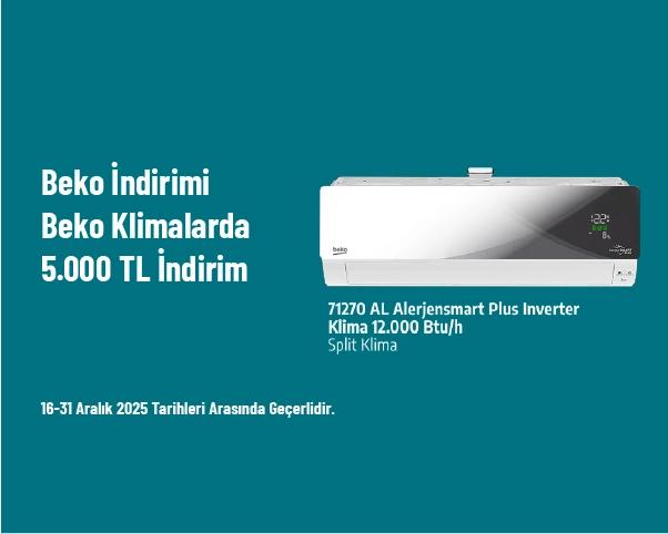 Beko İndirimi - Beko Klimalarda 5.000 TL İndirim